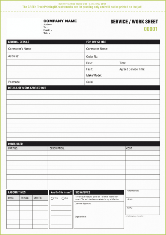 Printable Technical Service Report Template Pdf Example