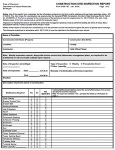 Professional Construction Site Inspection Report Template Excel Sample