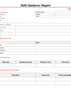 Professional Shift Change Report Template Excel Sample