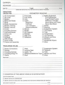 Trailer Inspection Report Template Excel Sample