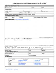 Costum Incident Accident Report Form Template Doc