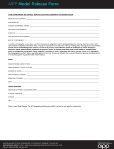 Costum Photography Model Release Form Template Word Sample