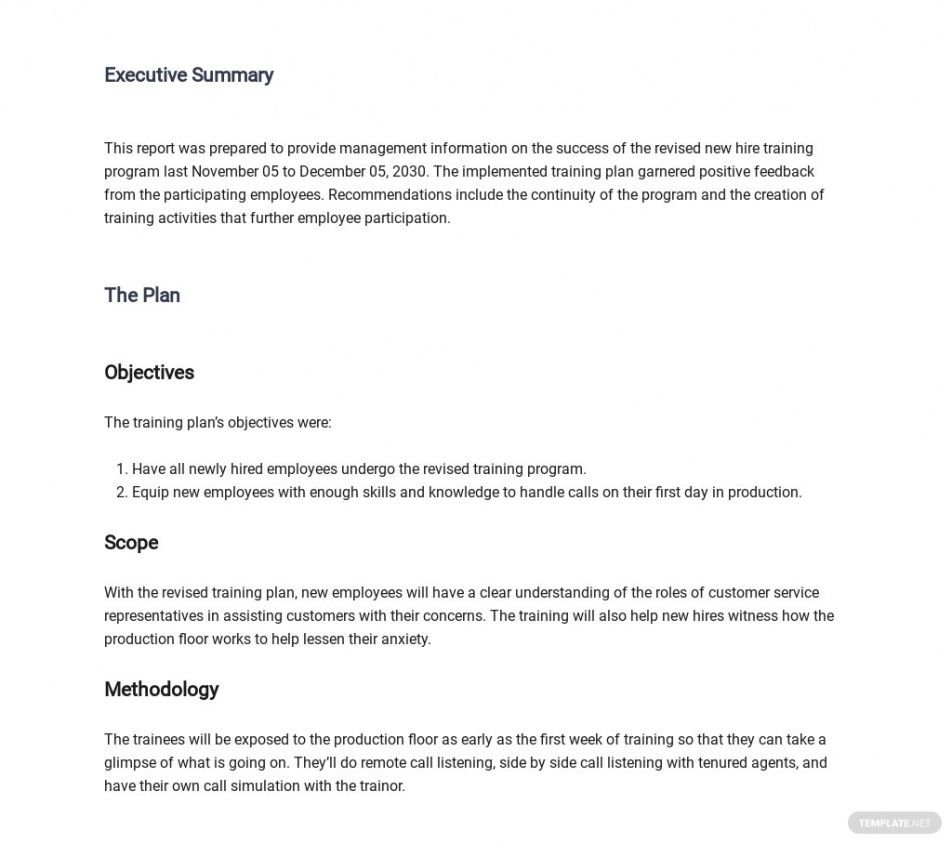 Editable Employee Training Report Template Pdf