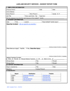 Free First Aid Incident Report Template Excel Example