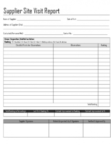 Free Site Visit Report Template Excel Sample
