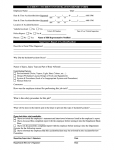 Incident Investigation Report Template Pdf