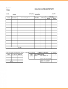 Income Expense Report Template Doc