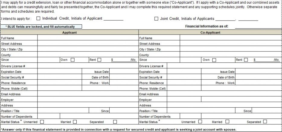 Personal Financial Report Template  Example