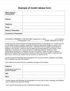 Photography Model Release Form Template Doc Example
