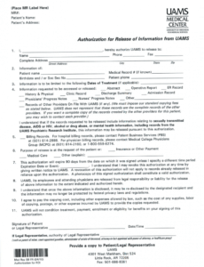 Printable Hospital Release Form Template Pdf