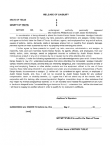 Printable Release Of Liability Form Car Sale Template Word