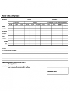 Printable Weekly Activities Report Template Excel Example