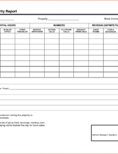 Printable Weekly Activities Report Template Excel Sample