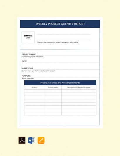 Printable Weekly Activities Report Template Excel