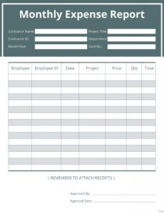 Professional Church Expense Report Template Pdf