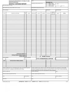 Professional Church Expense Report Template Word Sample