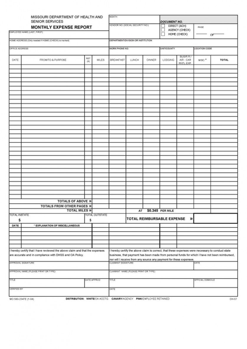 church expense report template