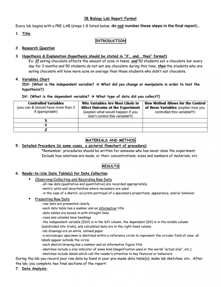 Formal Lab Report Template