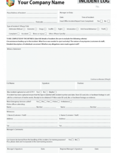 Professional Incident Accident Report Form Template Pdf