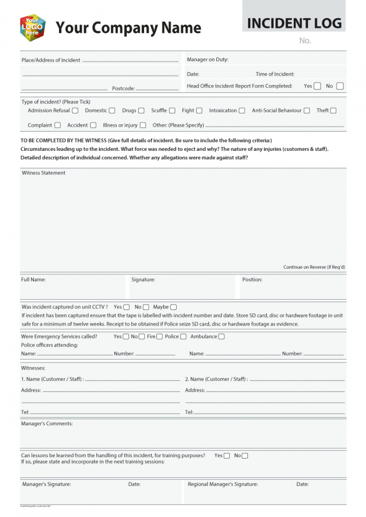 Professional Incident Accident Report Form Template Pdf