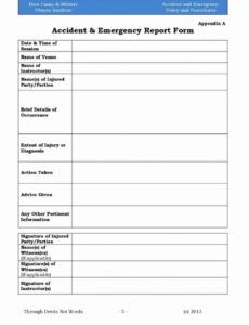 Professional Incident Accident Report Form Template Word