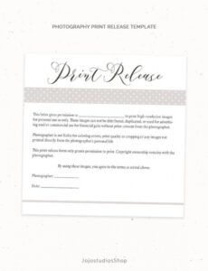 Professional Photography Model Release Form Template Excel