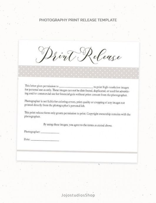 Professional Photography Model Release Form Template Excel