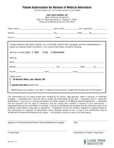 Best Medical Records Release Form Template F  Example