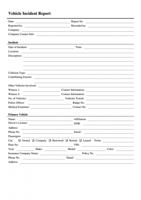 Child Accident Report Form Template Pdf Sample