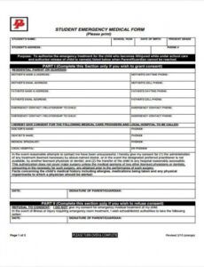 Costum Emergency Medical Release Form Template Excel