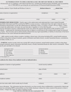 Costum Medical Records Release Form Template F Word Example