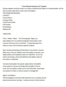 Costum Pr Press Release Template Doc Example