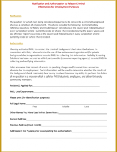 Editable Background Check Release Form Template Excel