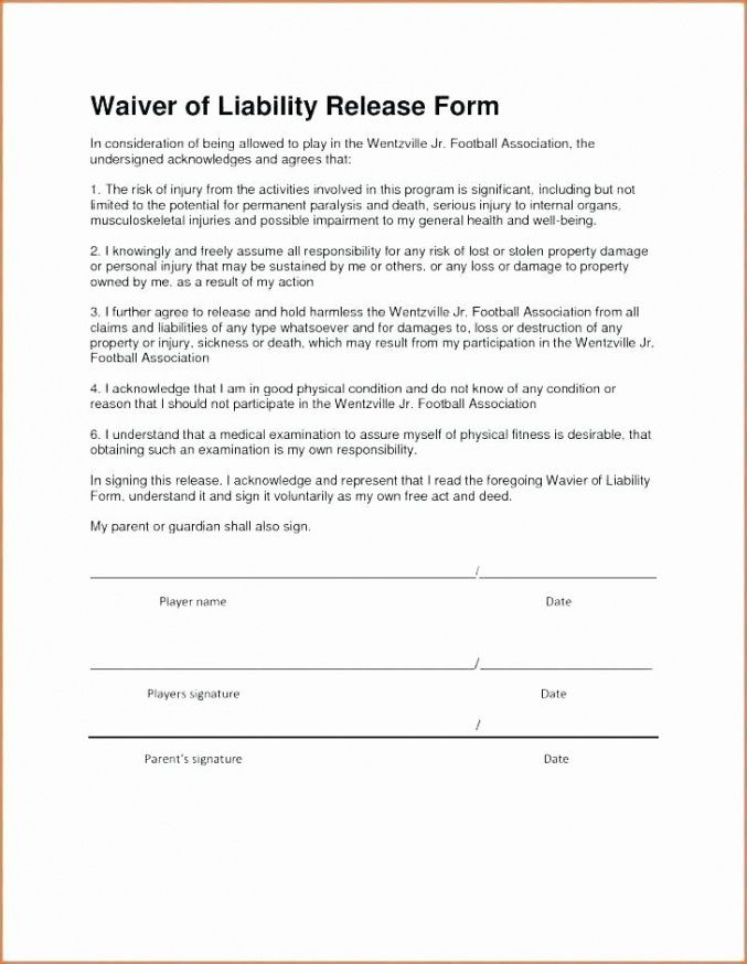 Editable Damage Release Form Template Doc Sample Stableshvf