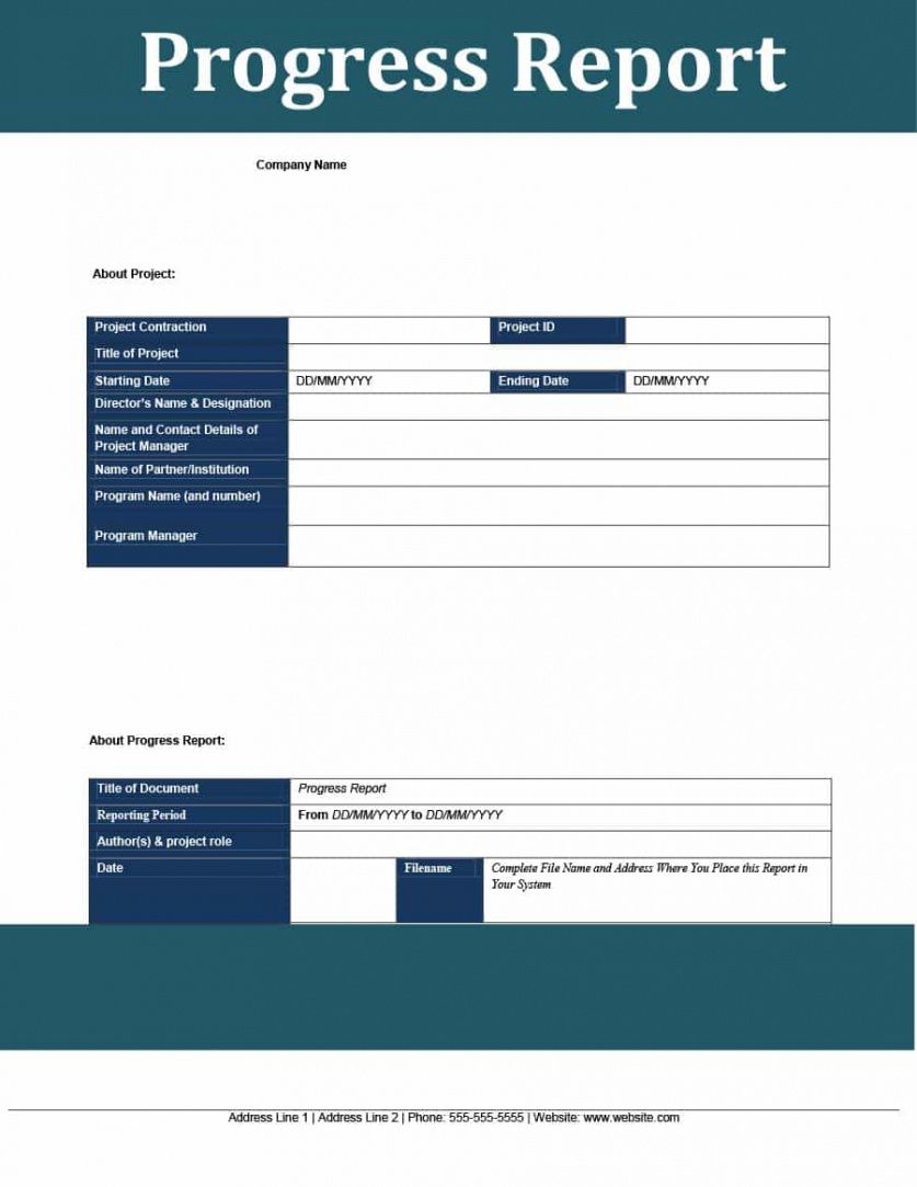 Free Daily Progress Report Template Word Example
