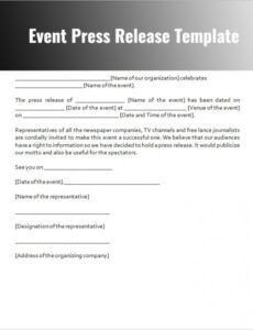 Free Easy Press Release Template Pdf Example