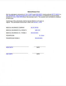 Free Medical Release Form For Grandparents Template Pdf Sample