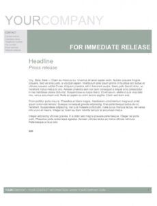 Free Pr Press Release Template Word Sample