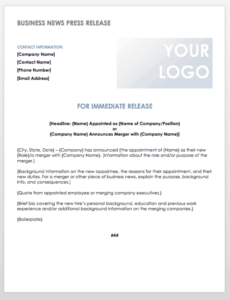Free Product Launch Press Release Template Doc