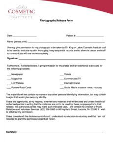 Free School Social Media Photo Release Form Template