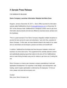 Printable Corporate Press Release Template