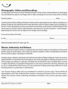 Printable Damage Release Form Template Excel