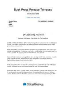 Printable Music Event Press Release Template Excel