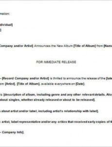 Printable Music Event Press Release Template Word