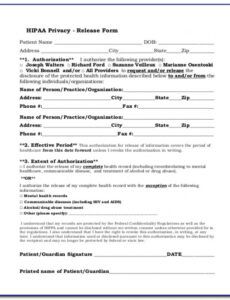 Professional Counseling Release Of Information Form Template Pdf Example