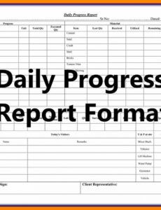 Professional Daily Progress Report Template Excel