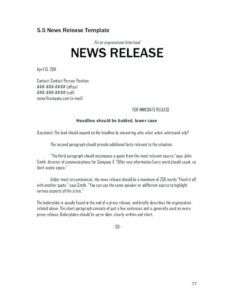 Professional Social Media News Release Template Pdf