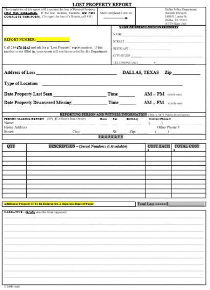 Printable Blank Police Reports