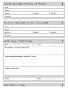 Editable Accident Injury Report Form Template