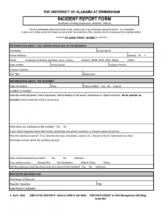 Free Accident Injury Report Form Template Excel